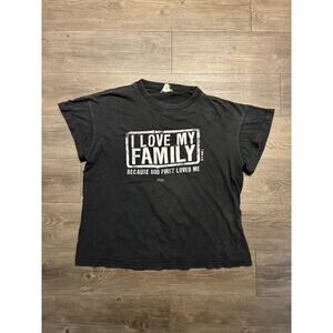 Kerusso T-Shirt Women's Large Black Cotton Short Sleeve God First Religion 90s